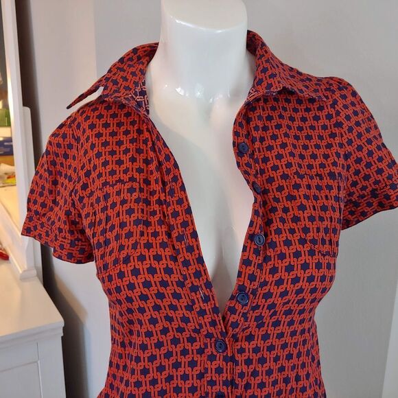 Womens 6 H&M dress collared short sleeve orange - Picture 4 of 8